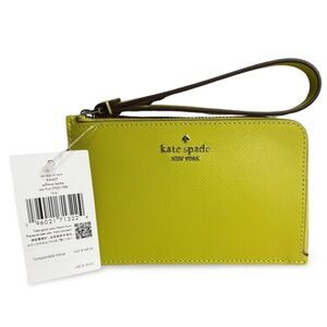 Kate Spade Lucy Saffiano Leather Wristlet Wallet Star Fruit Lime Card Holder